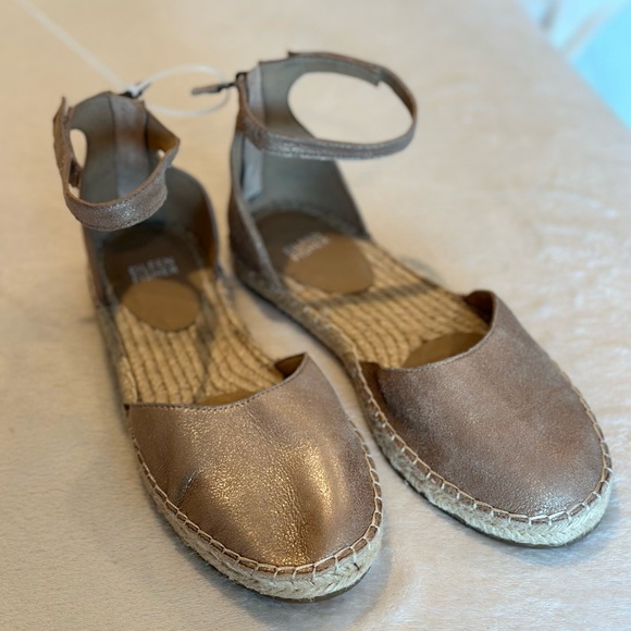Eileen Fisher Lala Espadrille Flat in Light Gold Size 7.5 - Picture 2 of 4